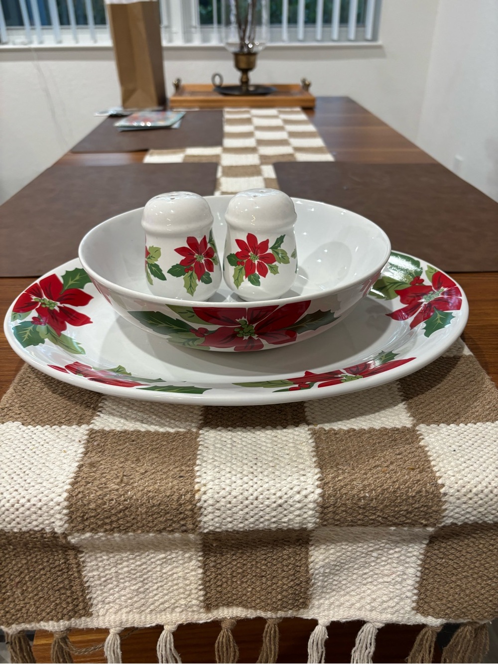 4 piece Woodland Holiday Poinsettia collection Martha Stewart Everyday
